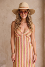 Rosê Riviera Crochet Midi Dress