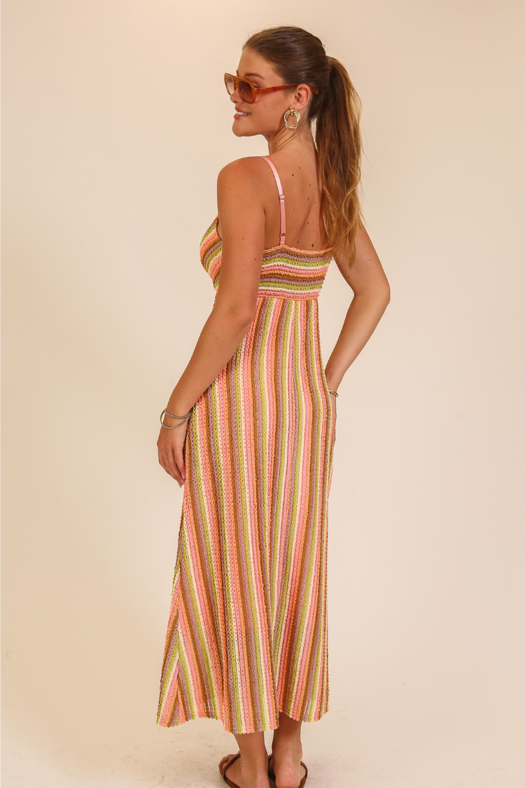 Rosê Riviera Crochet Midi Dress