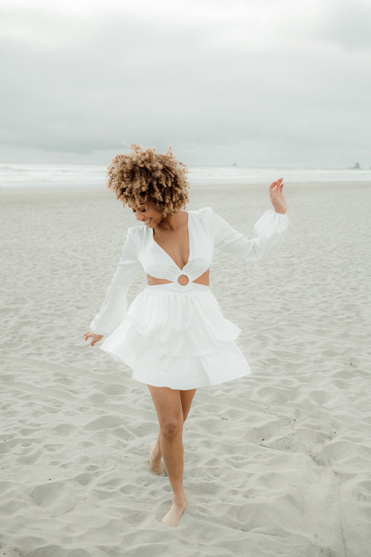 Rya White Silky Cutout Mini Dress - FINAL SALE