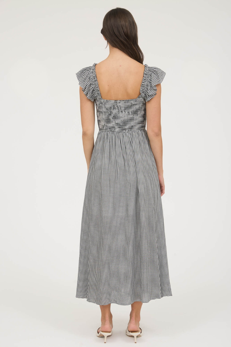 Sabrina Black Gingham Midi Dress