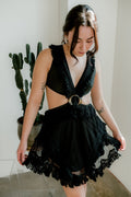 Salma Black Crochet Mini Dress