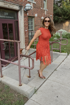 Siena Fringe Knit Mini Dress - Terracotta