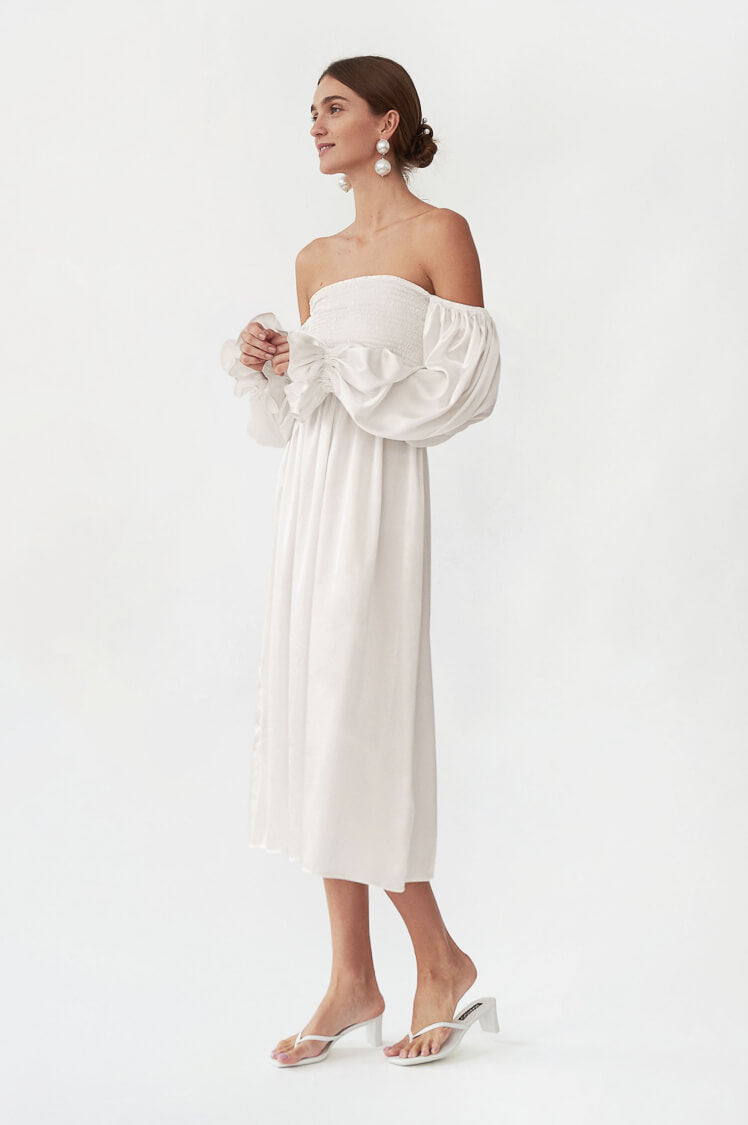 Atlanta Silk Dress - White
