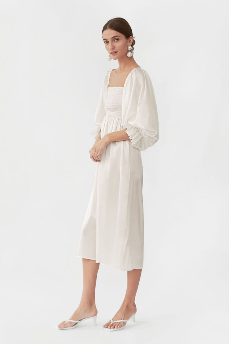Atlanta Silk Dress - White