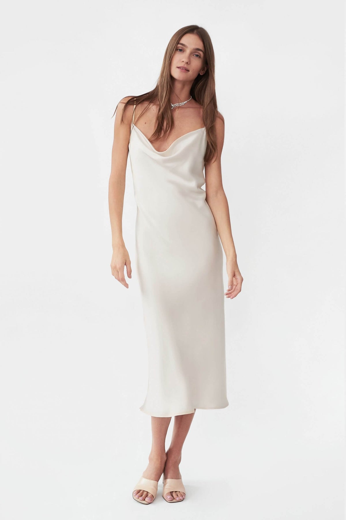 Silk 90's Style White Slip Dress
