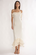 Sloane Cream Ruffle Midi Dress