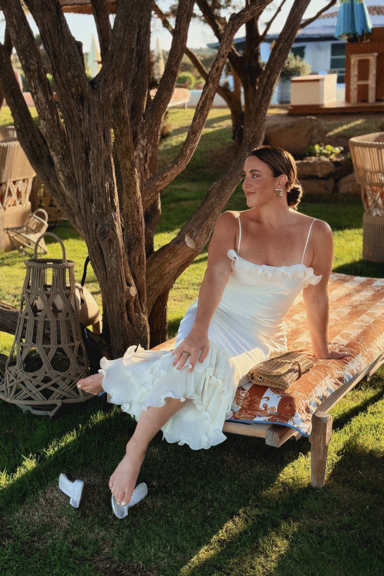 Sloane Cream Ruffle Midi Dress