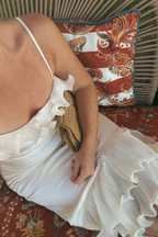 Sloane Cream Ruffle Midi Dress