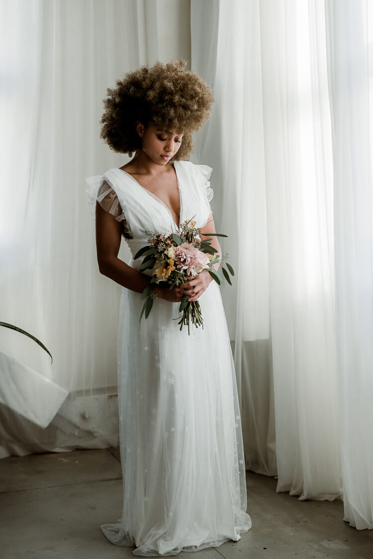 Starry Eyed Glitter Star Mesh Maxi - White