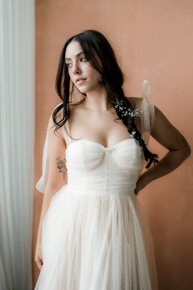 Swiss Dot Mesh Midi Dress - Cream - FINAL SALE