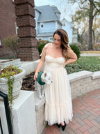 Swiss Dot Mesh Midi Dress - Cream - FINAL SALE