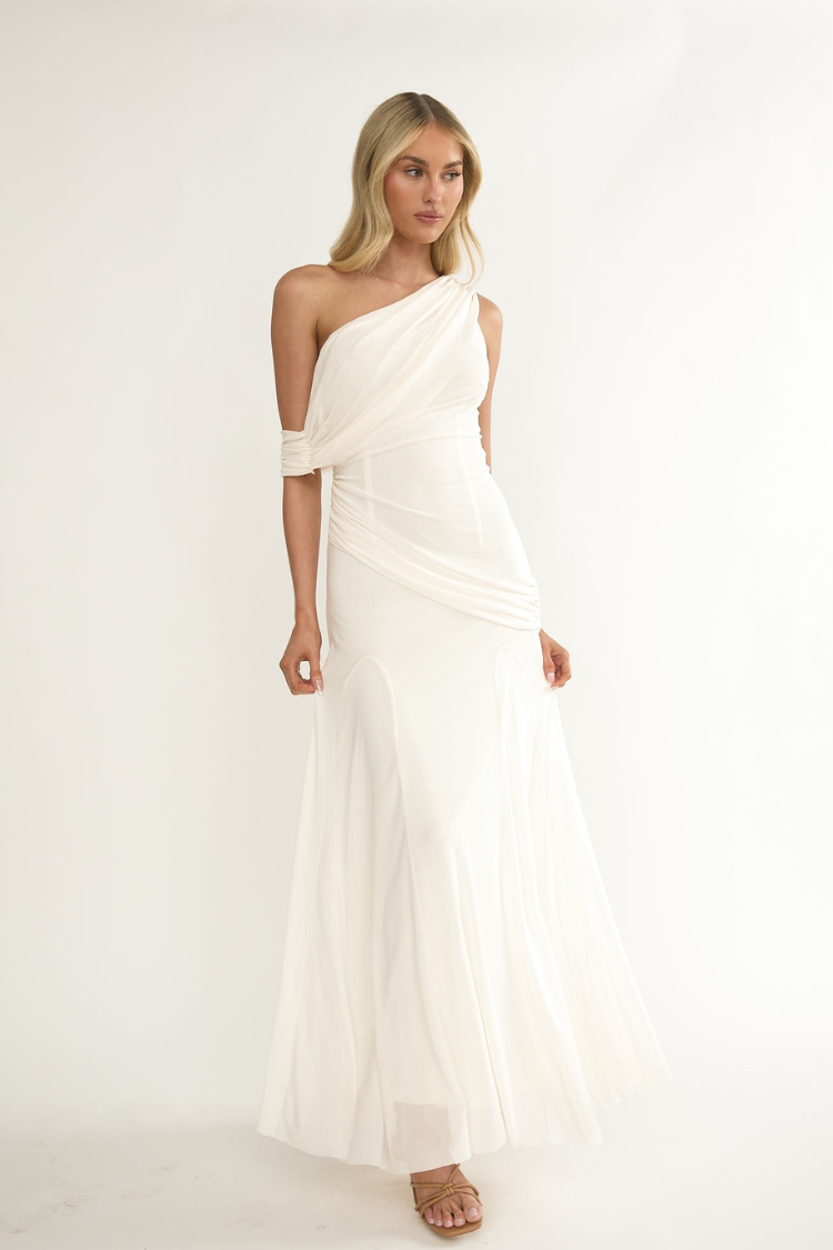 Thalia Draped Maxi Dress - Ivory