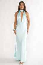 Tiffany Blue Halter Maxi Dress