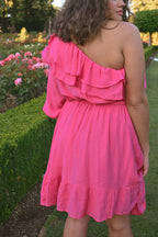 Tilly One Shoulder Pink Mini Dress - FINAL SALE