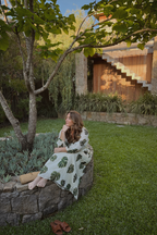 Tropical Escape Palm Print Midi Dress