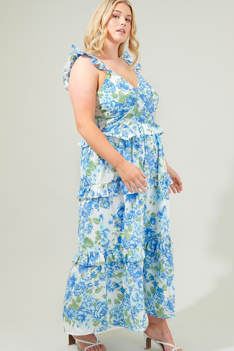 Truth Be Told Blue Floral Tiered Maxi Dress