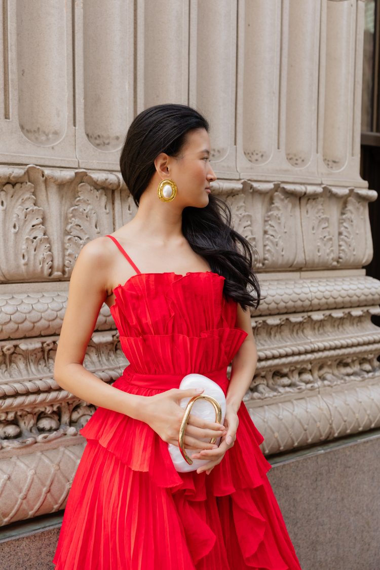 Valencia Pleated Ruffle Maxi Dress