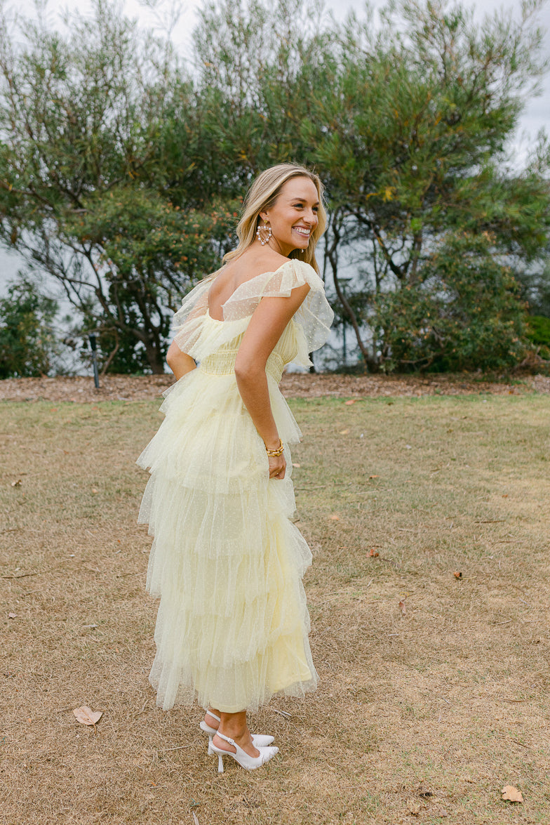 Valensole Swiss Dot Maxi Dress - Yellow