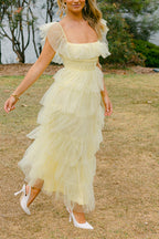 Valensole Swiss Dot Maxi Dress - Yellow