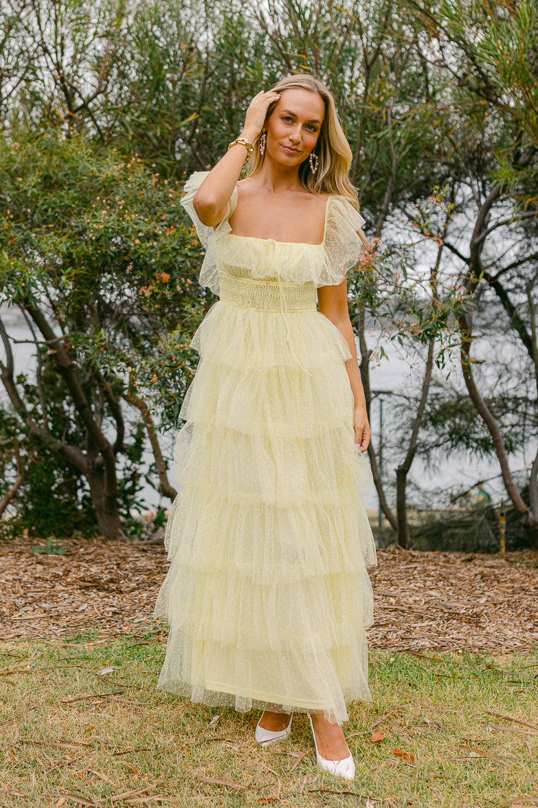 Valensole Swiss Dot Maxi Dress - Yellow