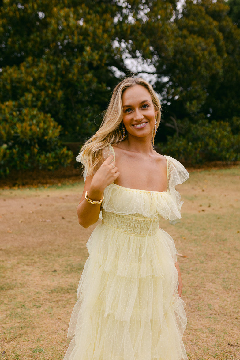 Valensole Swiss Dot Maxi Dress - Yellow