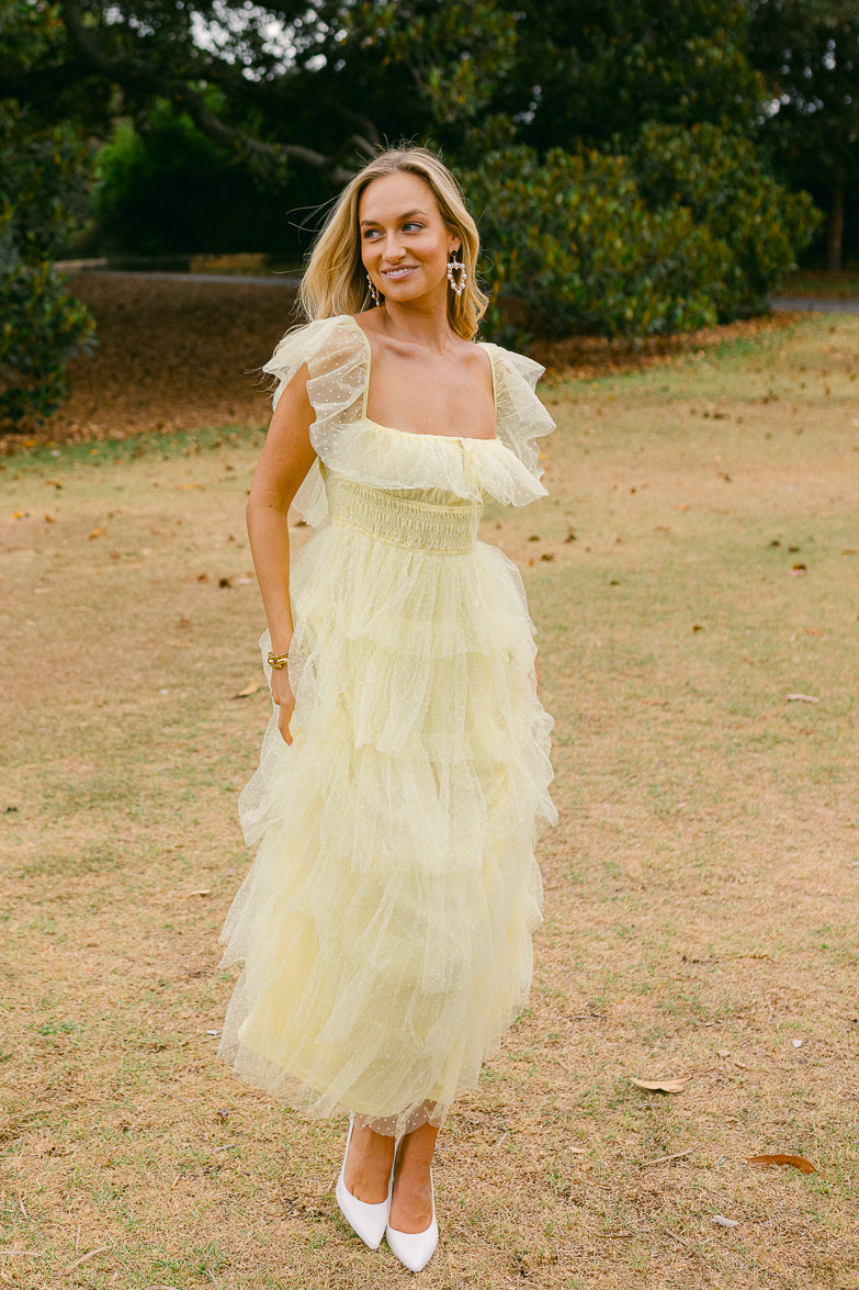Valensole Swiss Dot Maxi Dress - Yellow