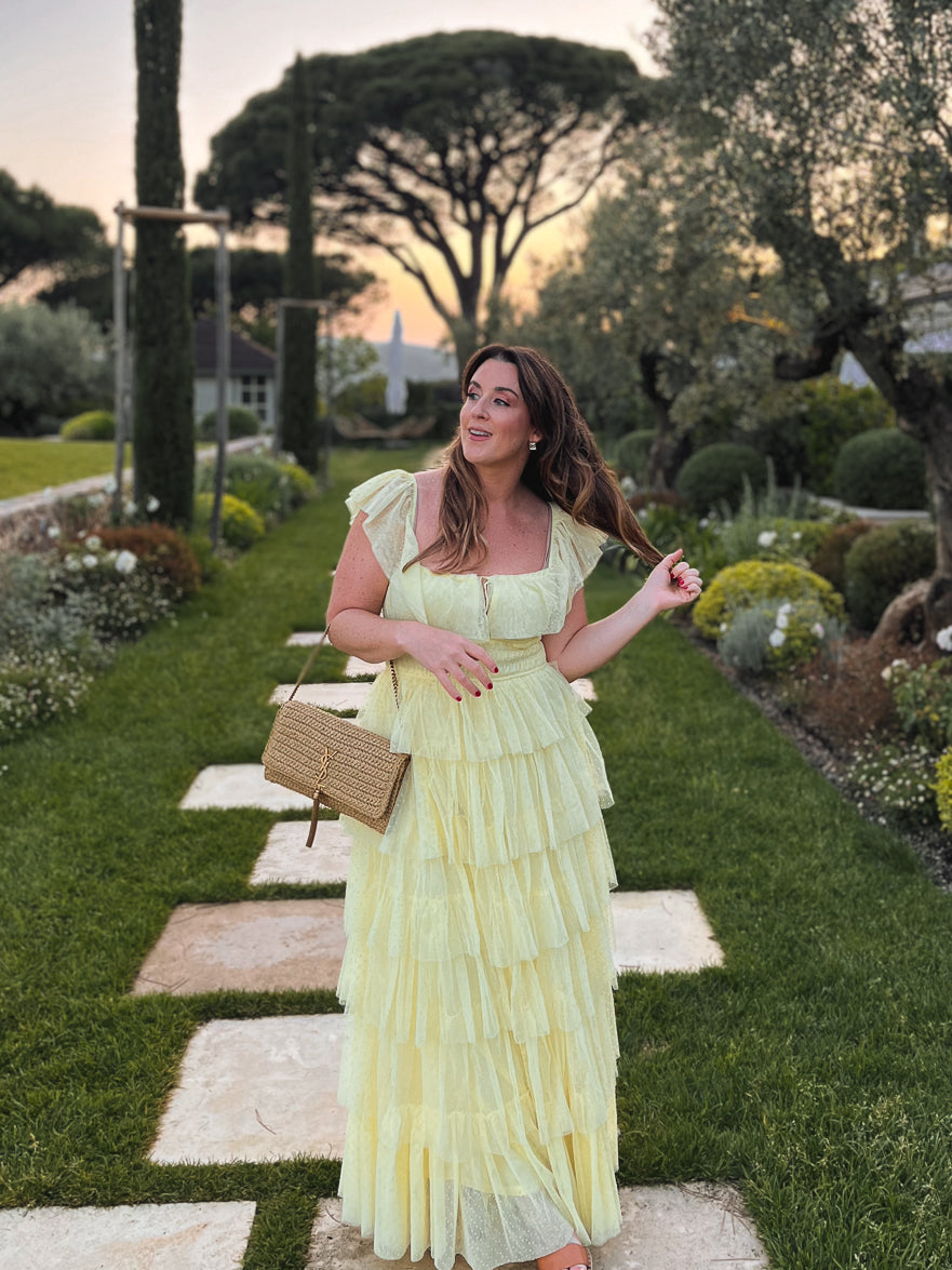 Valensole Swiss Dot Maxi Dress - Yellow