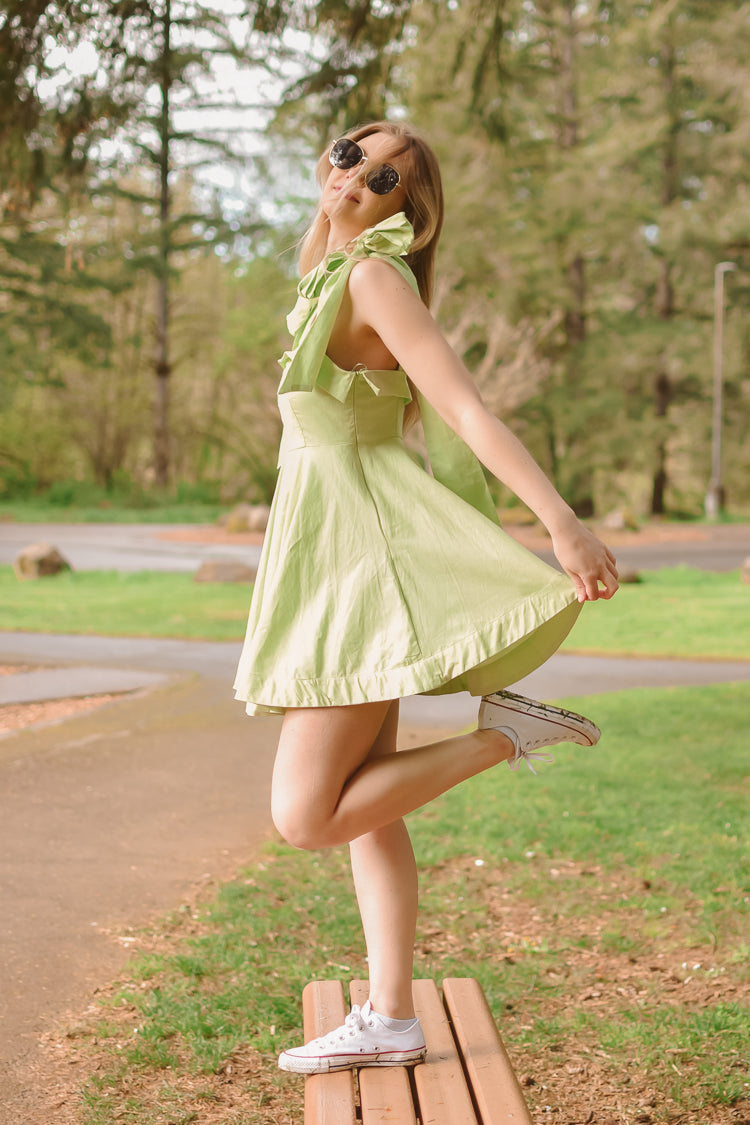 Walking Down the Aisle Lime Mini Dress - FINAL SALE