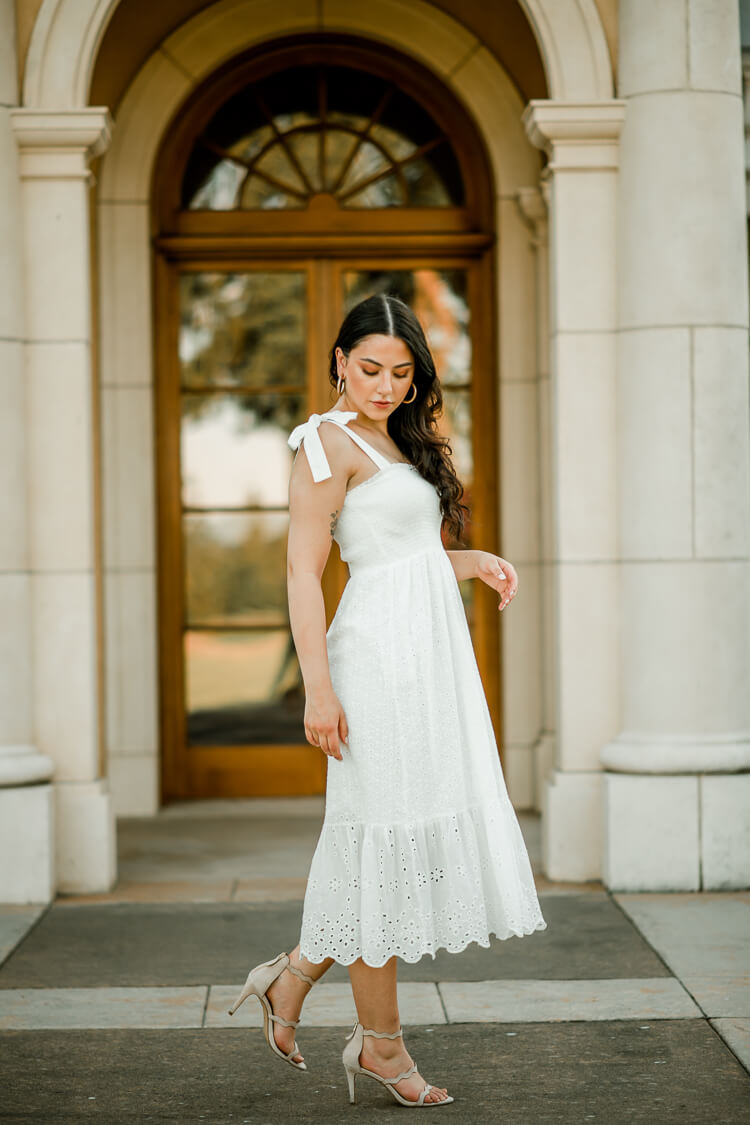 Eliza White Eyelet Midi Dress - FINAL SALE