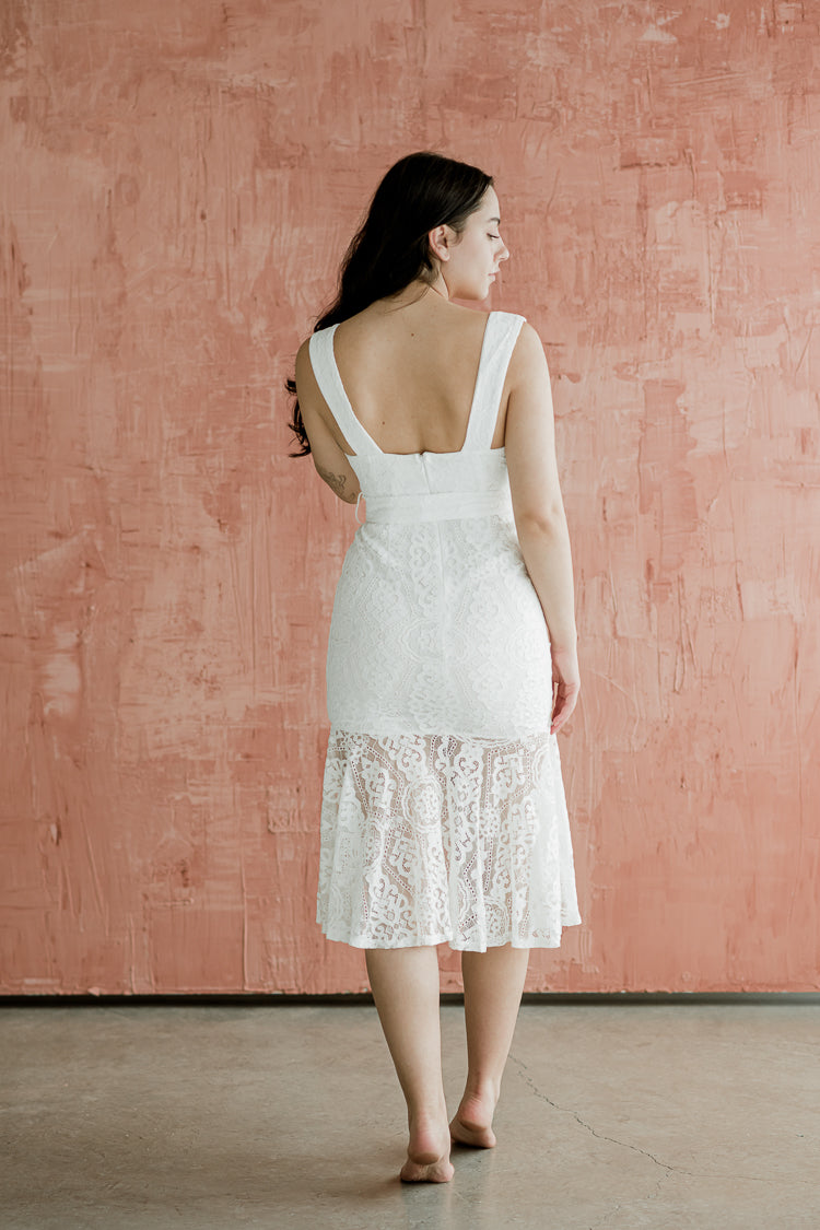 Jana Deep V Lace Midi Dress - FINAL SALE