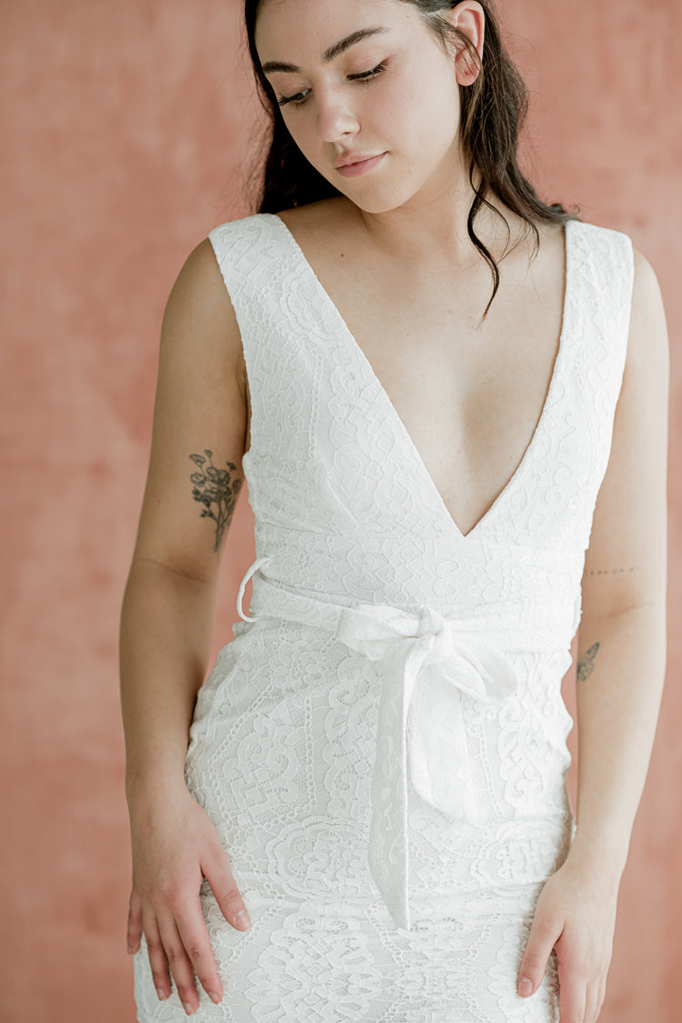 Jana Deep V Lace Midi Dress - FINAL SALE