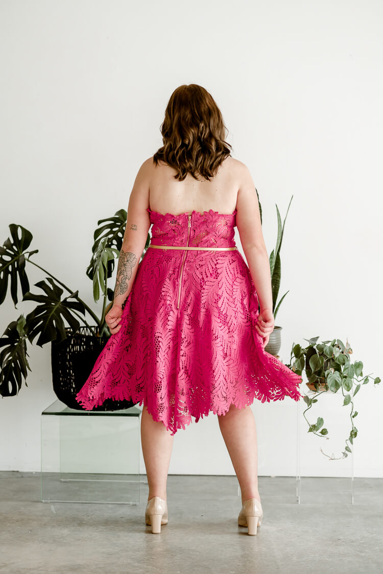 Yvette Lace A-Line Midi Dress - Pink - FINAL SALE