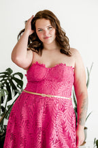 Yvette Lace A-Line Midi Dress - Pink - FINAL SALE