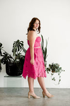 Yvette Lace A-Line Midi Dress - Pink - FINAL SALE