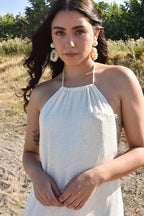 Zahara Long Cream Halter Dress - FINAL SALE