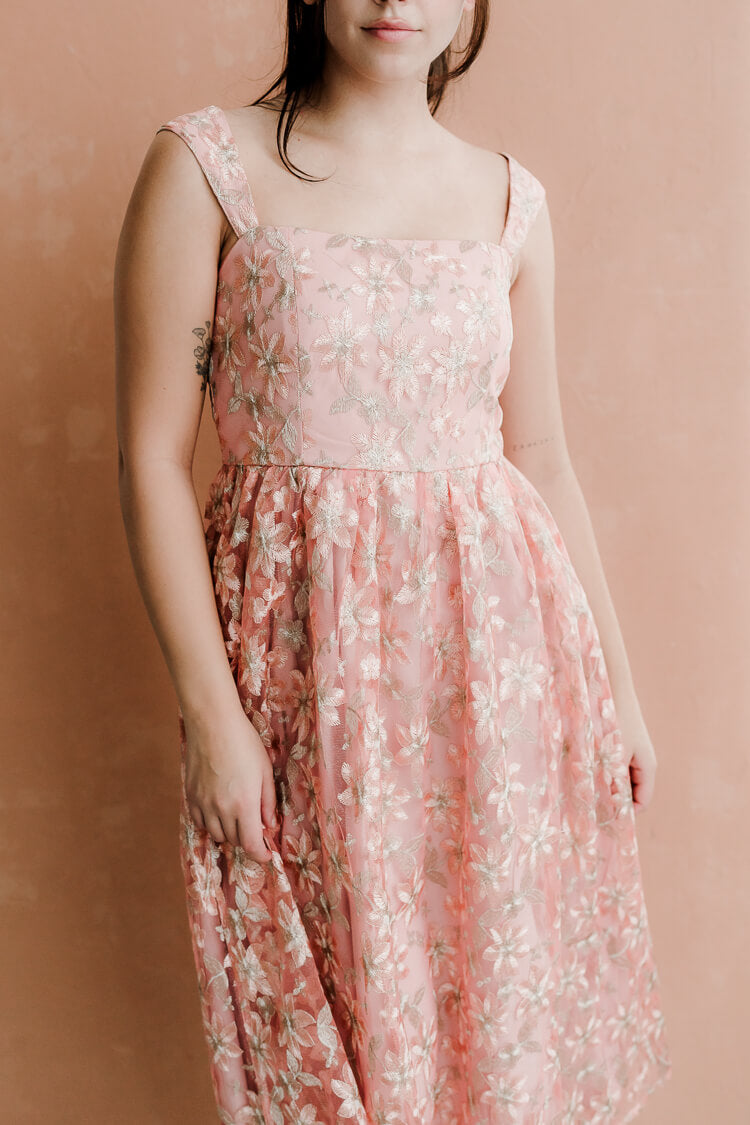 Alexandra Pink Jacquard Midi Dress - FINAL SALE
