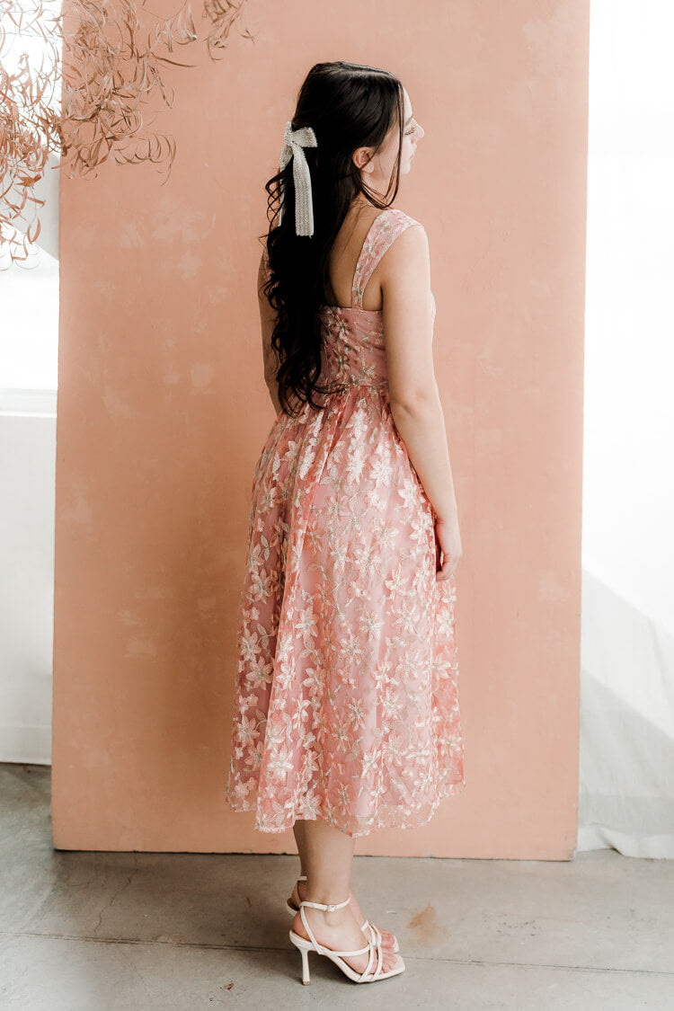 Alexandra Pink Jacquard Midi Dress - FINAL SALE