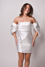 Always Celebrating White Mini Dress with Puff Sleeves