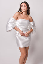 Always Celebrating White Mini Dress with Puff Sleeves