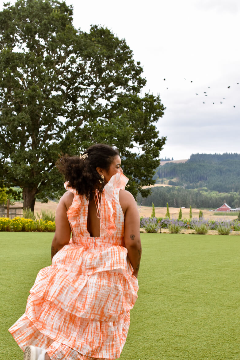 Anastasia Orange Tie Dye Ruffle Maxi Dress