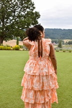 Anastasia Orange Tie Dye Ruffle Maxi Dress