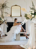 Chloe White Tulle High-Low Maxi Dress