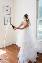 Chloe White Tulle High-Low Maxi Dress