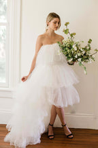 Chloe White Tulle High-Low Maxi Dress