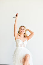 Elysée Lace Bustier Tulle High Low Maxi Dress
