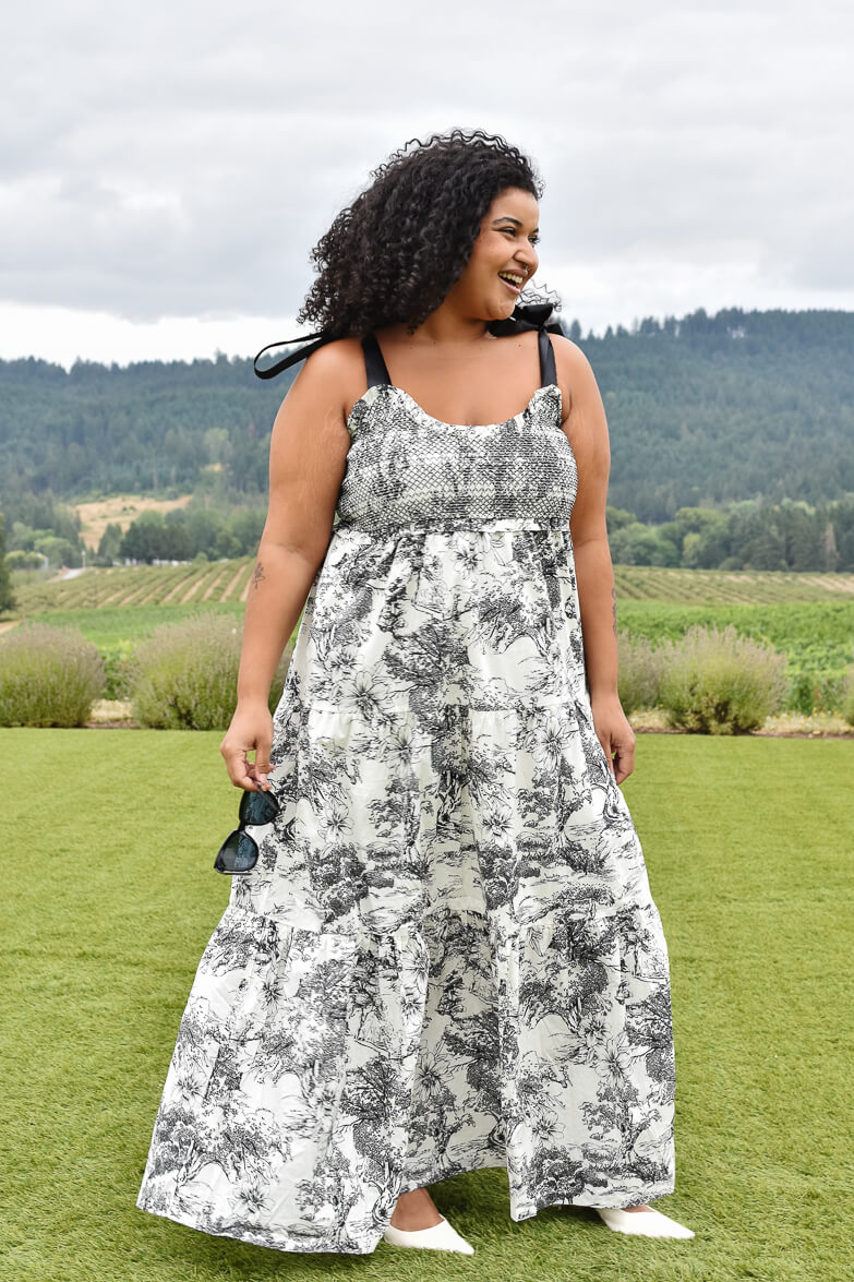 Beatrice Black and White Toile Maxi Dress - FINAL SALE