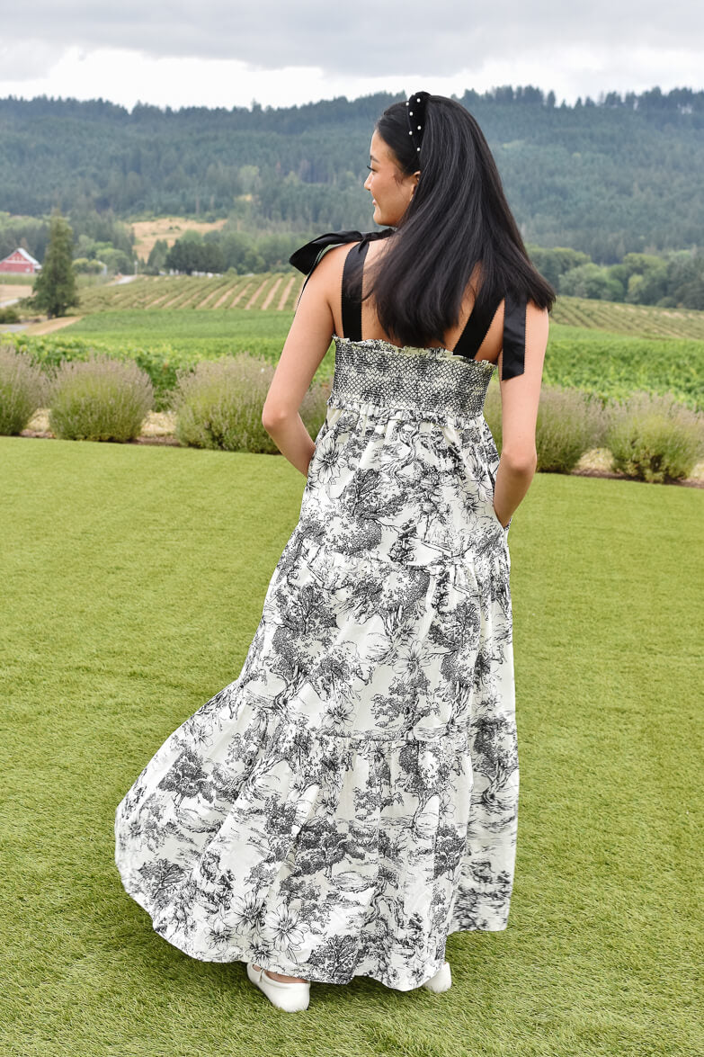 Beatrice Black and White Toile Maxi Dress - FINAL SALE