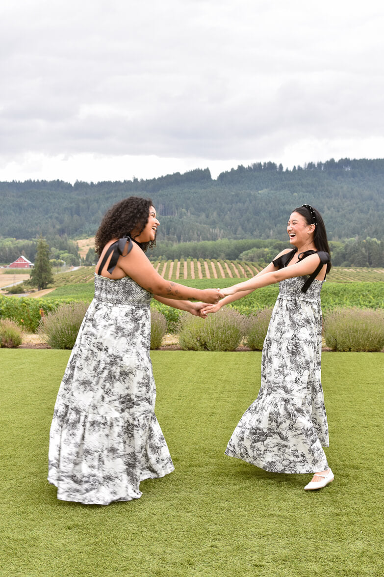 Beatrice Black and White Toile Maxi Dress - FINAL SALE