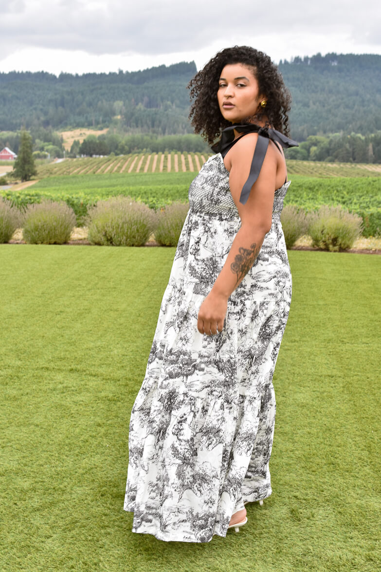Beatrice Black and White Toile Maxi Dress - FINAL SALE
