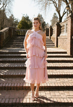 Bianca Powder Pink Tiered Midi Dress - FINAL SALE